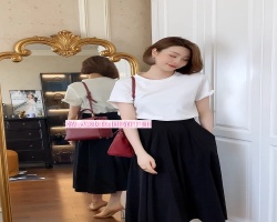 韓式純色圓領T卹