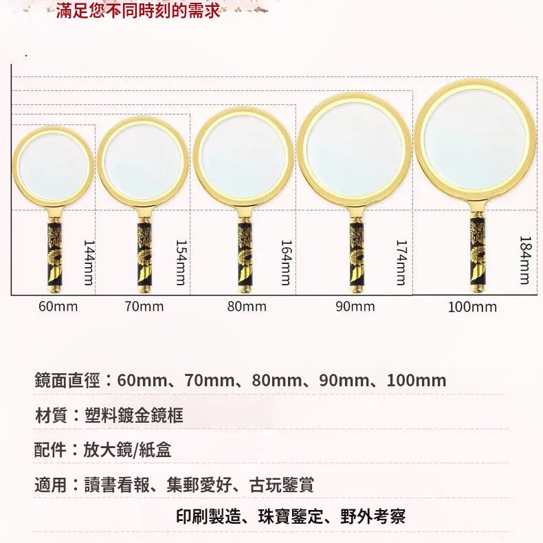 電鍍龍柄放大鏡