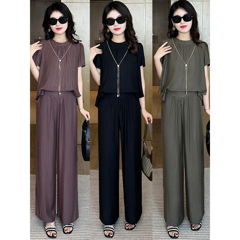 韓係氣質冰絲套裝