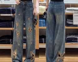 鏤空刺繡牛仔褲