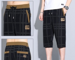 薄款格子七分褲